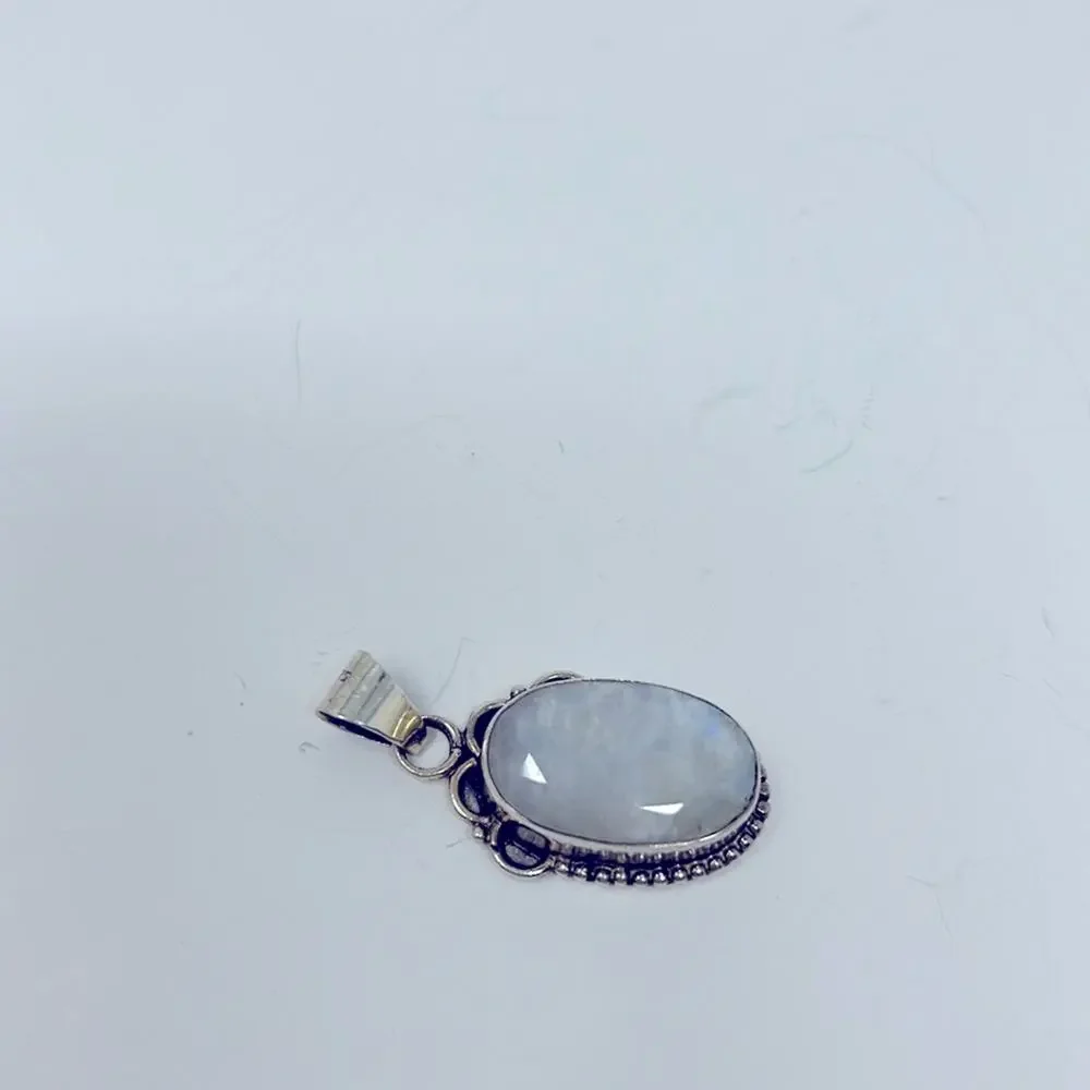 Vintage 925 Mother of Pearl Bezel Sterling Silver Pendant (No Chain)
